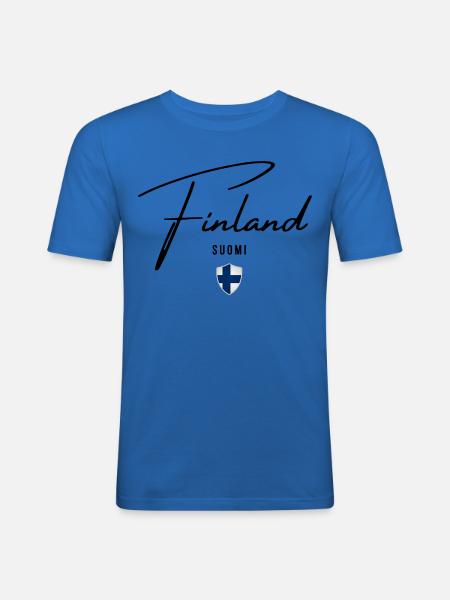 Drapeau de la Finlande, fierté finlandaise - T-shirt près du corps Homme - bleu roi