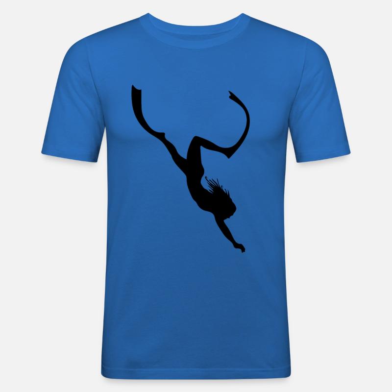 Plongeurs plongée d’apnée eau mer - T-shirt près du corps Homme - bleu roi