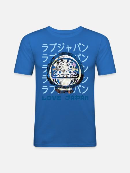 Daruma Japanese Lucky Symbol Word Kanji Love - Men's Slim Fit T-Shirt - royal blue