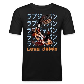 Japan Koi Carp Fish Water Pond Symbol Kanji Love - Men's Slim Fit T-Shirt - black - Front - Nik (191cm)