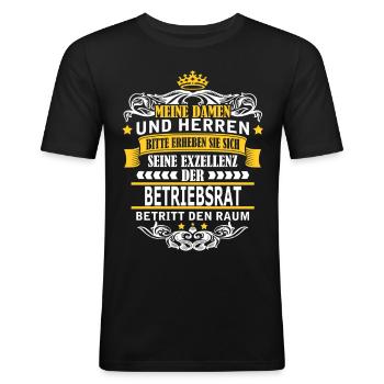 BETRIEBSRAT - Männer Slim Fit T-Shirt - Schwarz - Vorne - Nik (191cm)
