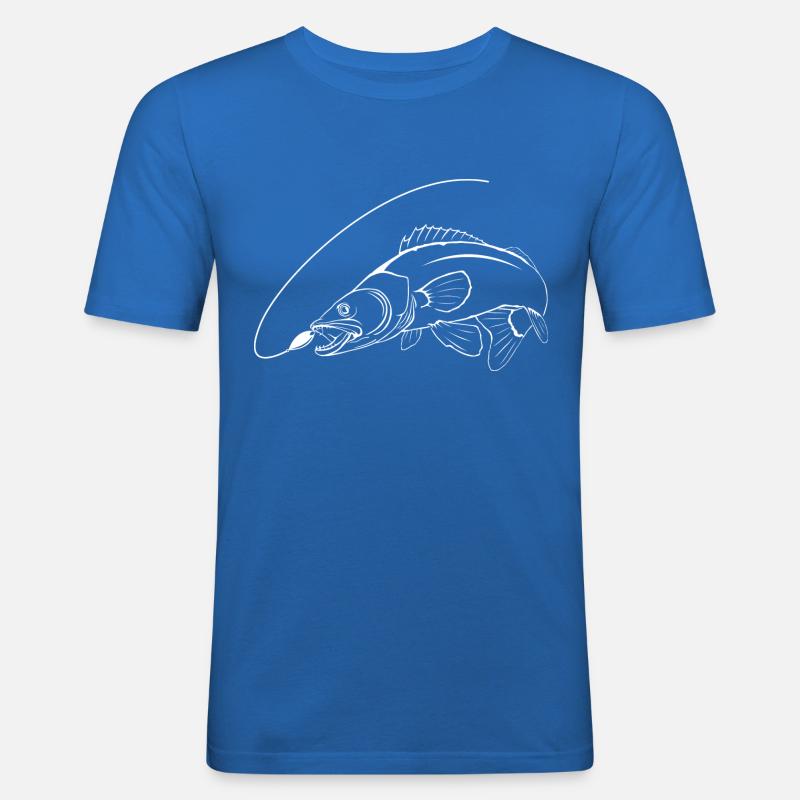 Zander mit Schnur 2 - Männer Slim Fit T-Shirt - Königsblau