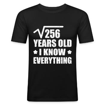 wurzel 256 16 jahre 16. geburtstag mathematik zahl - Männer Slim Fit T-Shirt - Schwarz - Vorne - Nik (191cm)