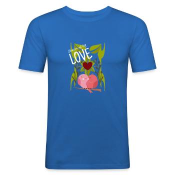Rêve d’amour - Motif de l’oiseau - T-shirt près du corps Homme - bleu roi - Devant - Jaron (178cm)