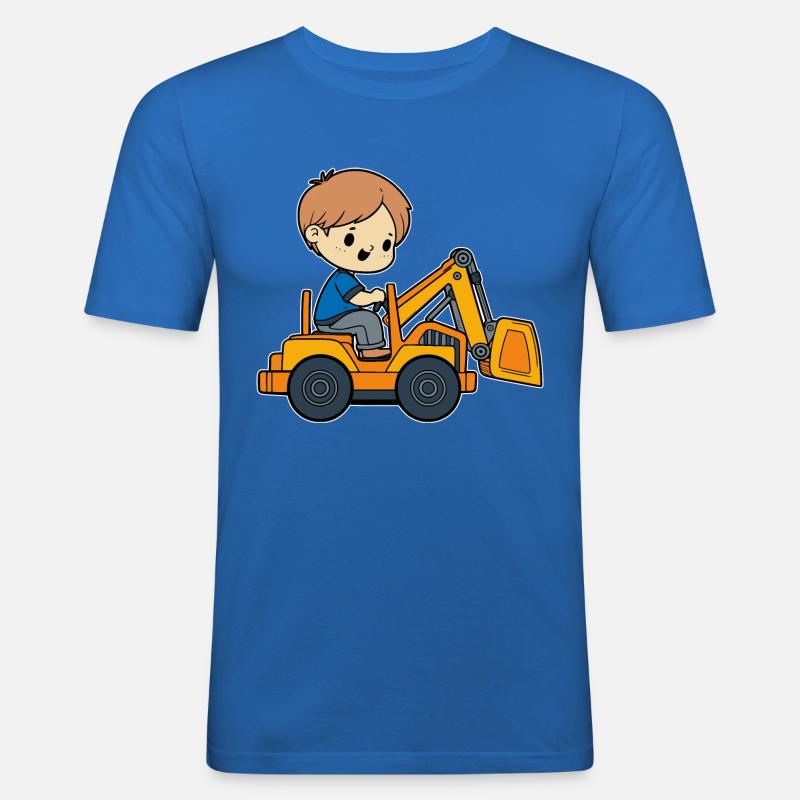 Junge mit Bagger - Männer Slim Fit T-Shirt - Königsblau