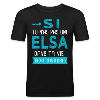 Elsa Si tu n as pas une elsa - T-shirt près du corps Homme - noir - Devant - Nik (191cm)