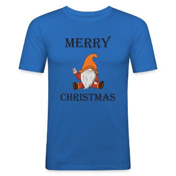 Joyeux Noël Gnome - T-shirt près du corps Homme - bleu roi - Devant - Jaron (178cm)