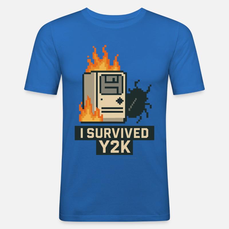 Y2K Pixel-Katastrophe – Ich lebe! - Männer Slim Fit T-Shirt - Königsblau