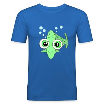Fisch Fische Glubschaugen Comicstyle Aquaristik - Männer Slim Fit T-Shirt - Königsblau - Vorne - Jaron (178cm)