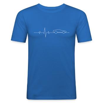 Delorean Herzschlag 80er Oldtimer Heartbeat weiß - Männer Slim Fit T-Shirt - Königsblau - Vorne - Jaron (178cm)