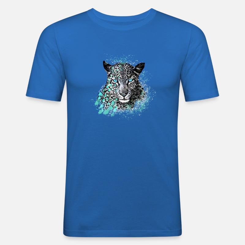 leopard, katze, wildkatze, graffiti, malerei,mint - Männer Slim Fit T-Shirt - Königsblau