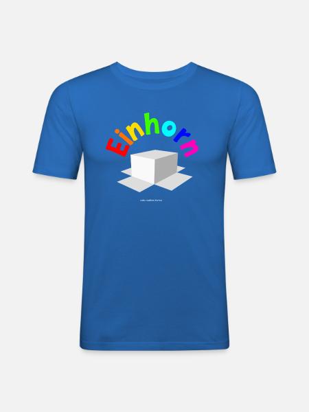 Einhorn unter weißem Karton - Männer Slim Fit T-Shirt - Königsblau