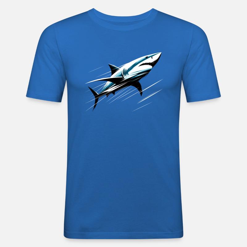 Hai in Bewegung - Männer Slim Fit T-Shirt - Königsblau