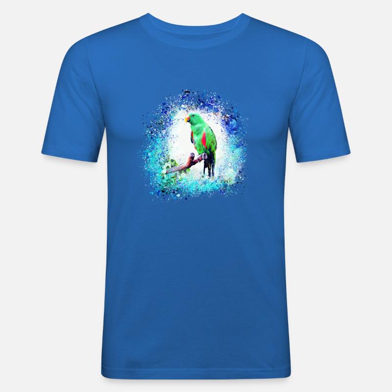 sittich ara,,vogel,graffiti,mint,blau,brush,spray - Männer Slim Fit T-Shirt - Königsblau