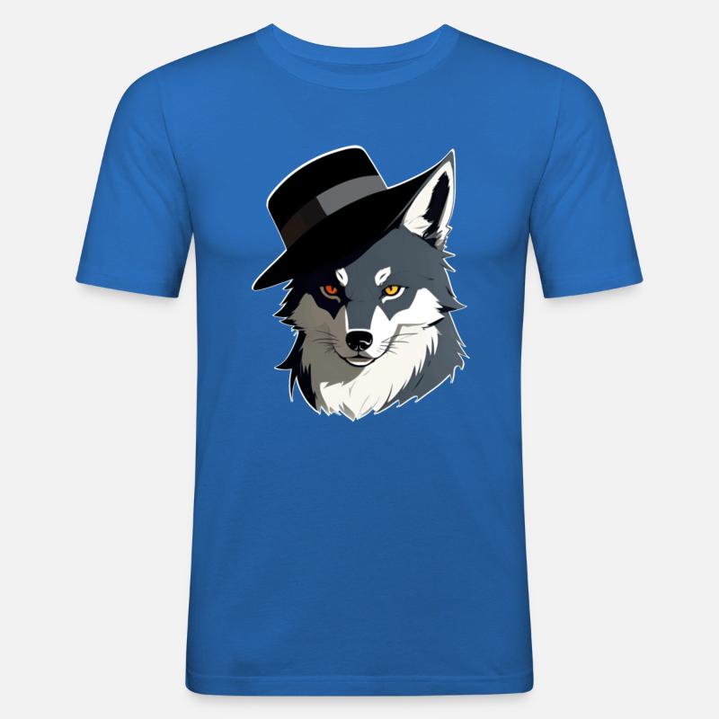 Wolf mit Hut - Männer Slim Fit T-Shirt - Königsblau