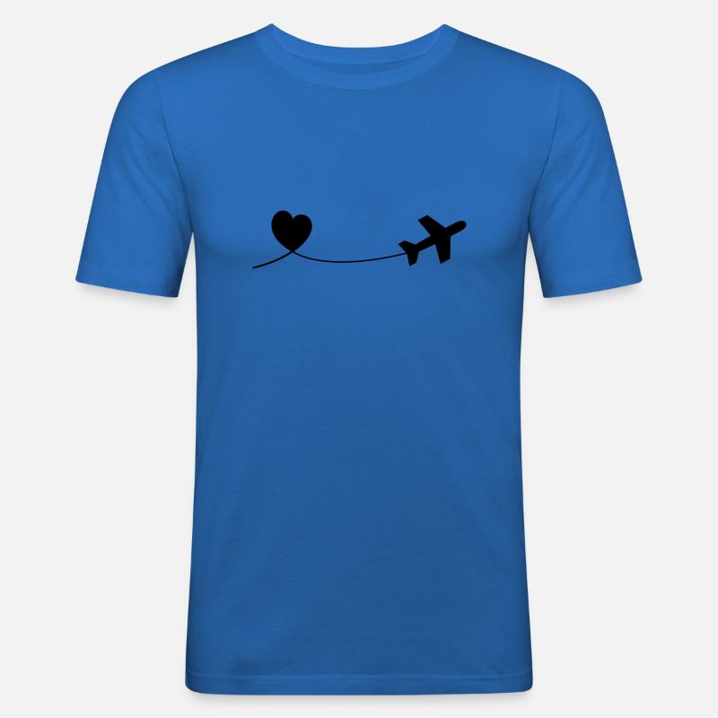 Flugzeug mit Herz - Männer Slim Fit T-Shirt - Königsblau