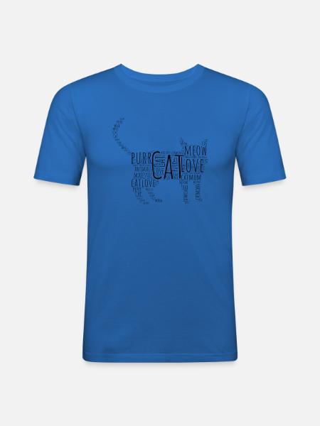 CATLOVE - Männer Slim Fit T-Shirt - Königsblau