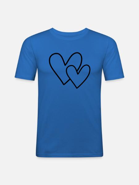 2 Hearts - Men's Slim Fit T-Shirt - royal blue