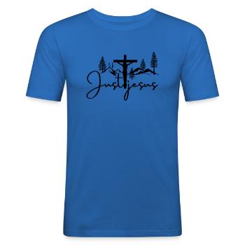 Juste Jésus - T-shirt près du corps Homme - bleu roi - Devant - Jaron (178cm)