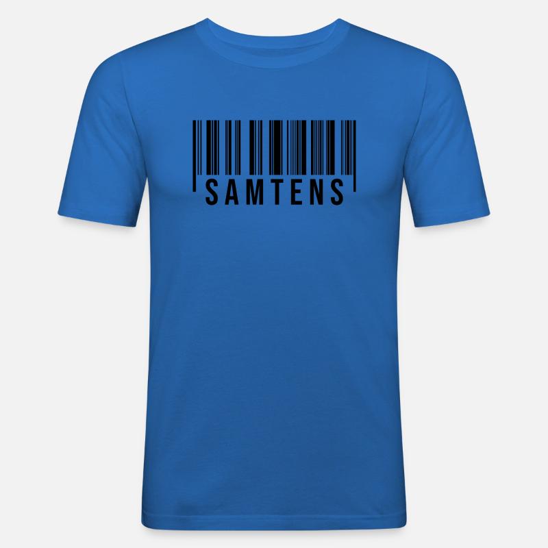 Samtens Strichcode - Männer Slim Fit T-Shirt - Königsblau