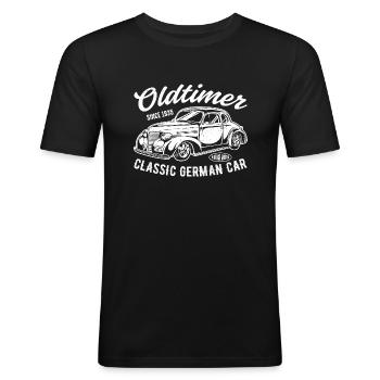 Since 1935 - Männer Slim Fit T-Shirt - Schwarz - Vorne - Nik (191cm)