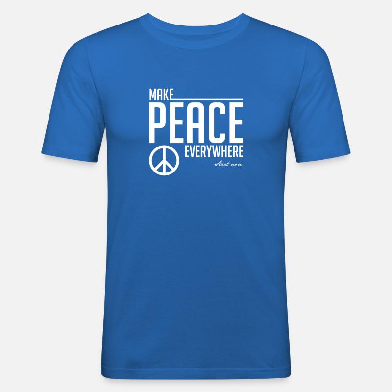 Peace everywhere white - Männer Slim Fit T-Shirt - Königsblau