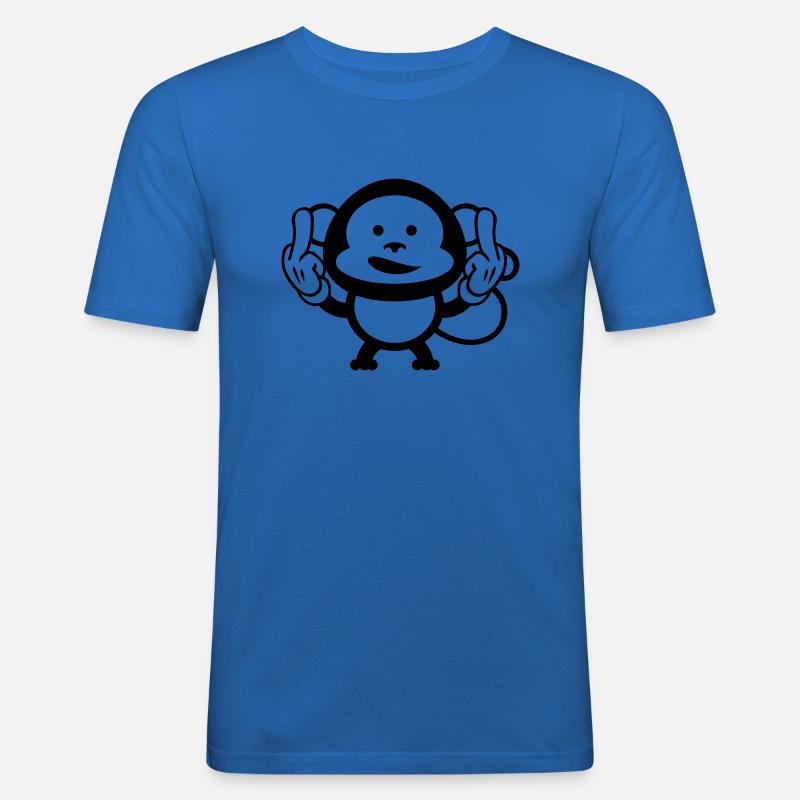 monkey middle finger design - Männer Slim Fit T-Shirt - Königsblau
