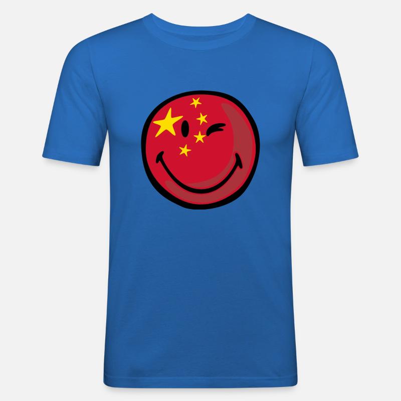 Smiley flag china - Maglietta aderente da uomo - blu royal