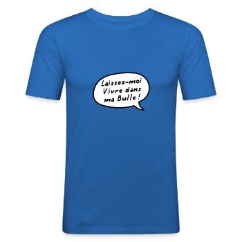 LAISSEZ-MOI VIVRE DANS MA BULLE ! (manga,BD,manga) - T-shirt près du corps Homme - bleu roi - Devant - Jaron (178cm)