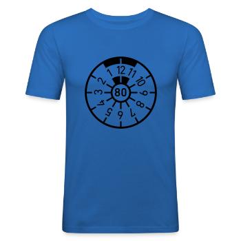 Anniversaire 80 Eighty TÜV Badge - T-shirt près du corps Homme - bleu roi - Devant - Jaron (178cm)