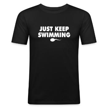 Just Keep Swimming - Men's Slim Fit T-Shirt - black - Front - Nik (191cm)