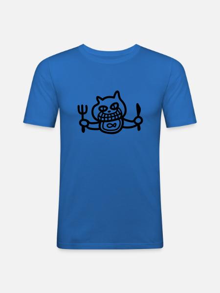 Chat veut manger - ligne - T-shirt près du corps Homme - bleu roi