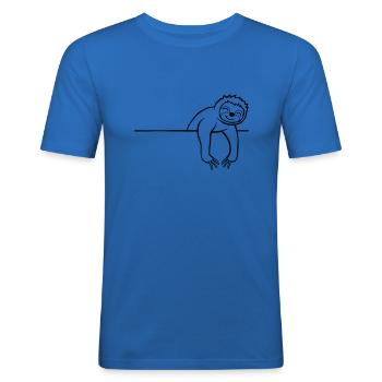 Comic Faultier Mauer - Männer Slim Fit T-Shirt - Königsblau - Vorne - Jaron (178cm)