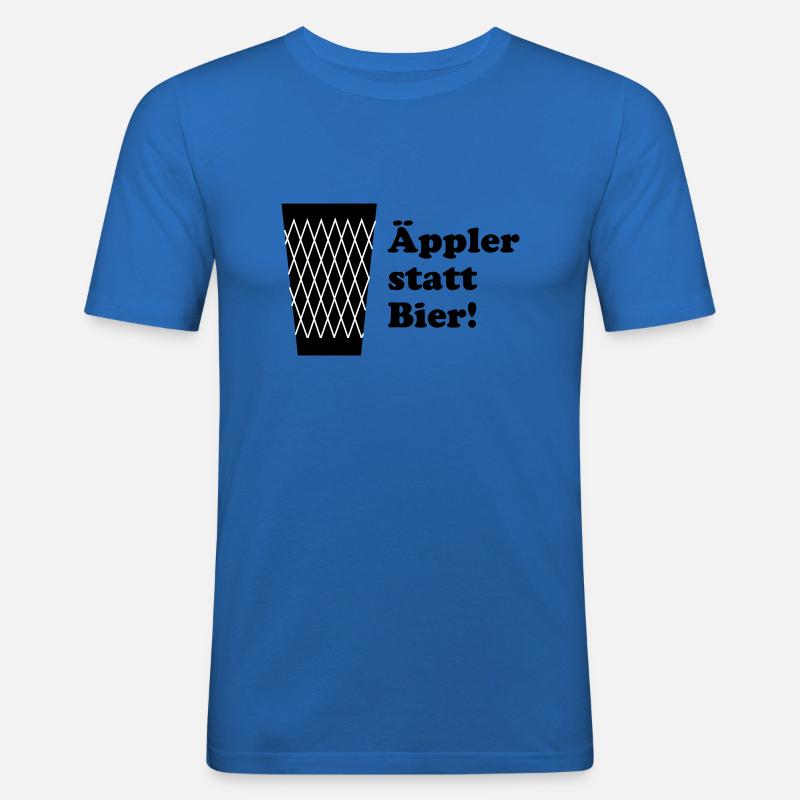 Geripptes Äppler statt Bier - Männer Slim Fit T-Shirt - Königsblau
