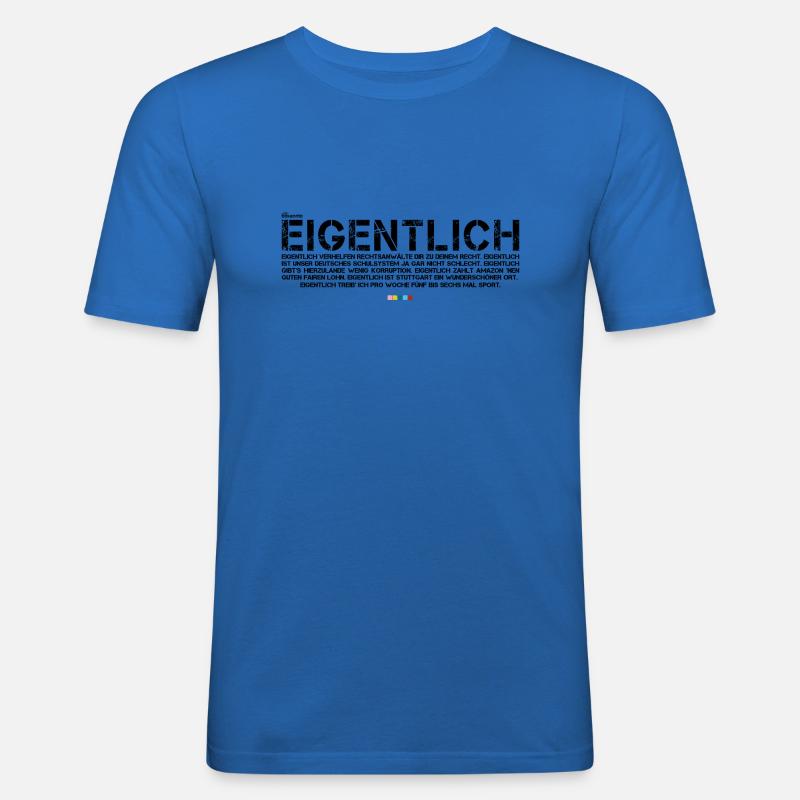 Eigentlich (schwarz, mit Stabil Logo) - Männer Slim Fit T-Shirt - Königsblau