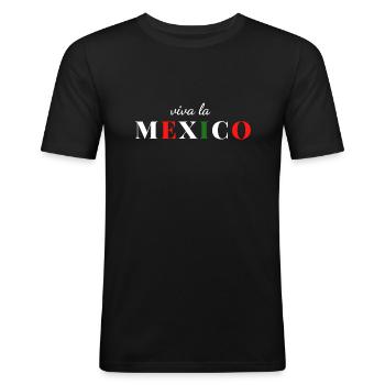 viva la mexico - Männer Slim Fit T-Shirt - Schwarz - Vorne - Nik (191cm)