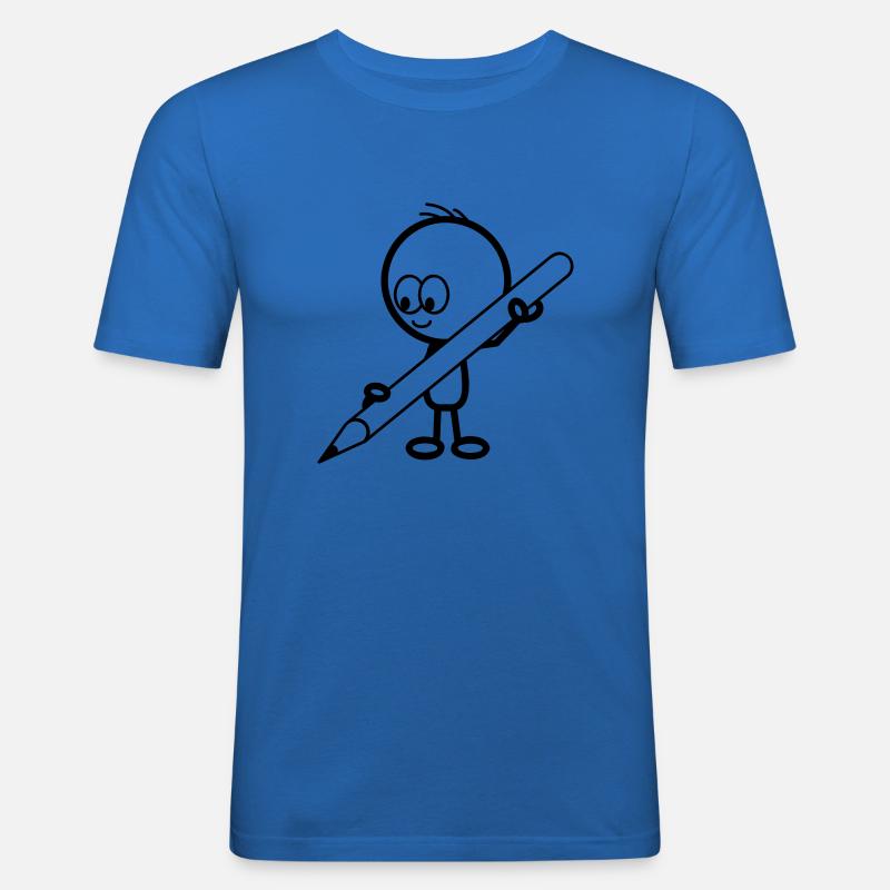 mann_mit_stift - Männer Slim Fit T-Shirt - Königsblau