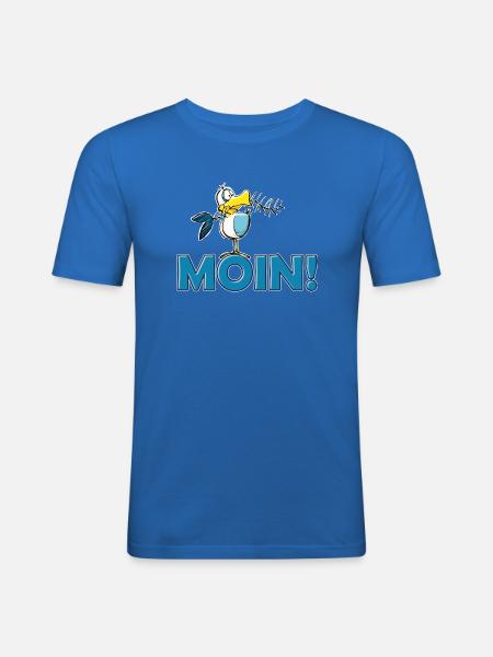lustige Moin Möwe mit Gräte - Männer Slim Fit T-Shirt - Königsblau