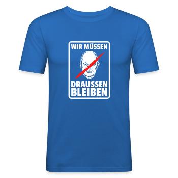ANTI SCHOLZ T-SHIRT GEGEN OLAF ANTI LINKS SPD CDU - Männer Slim Fit T-Shirt - Königsblau - Vorne - Jaron (178cm)
