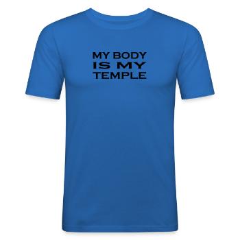 Mein Körper ist mein Tempel - Männer Slim Fit T-Shirt - Königsblau - Vorne - Jaron (178cm)