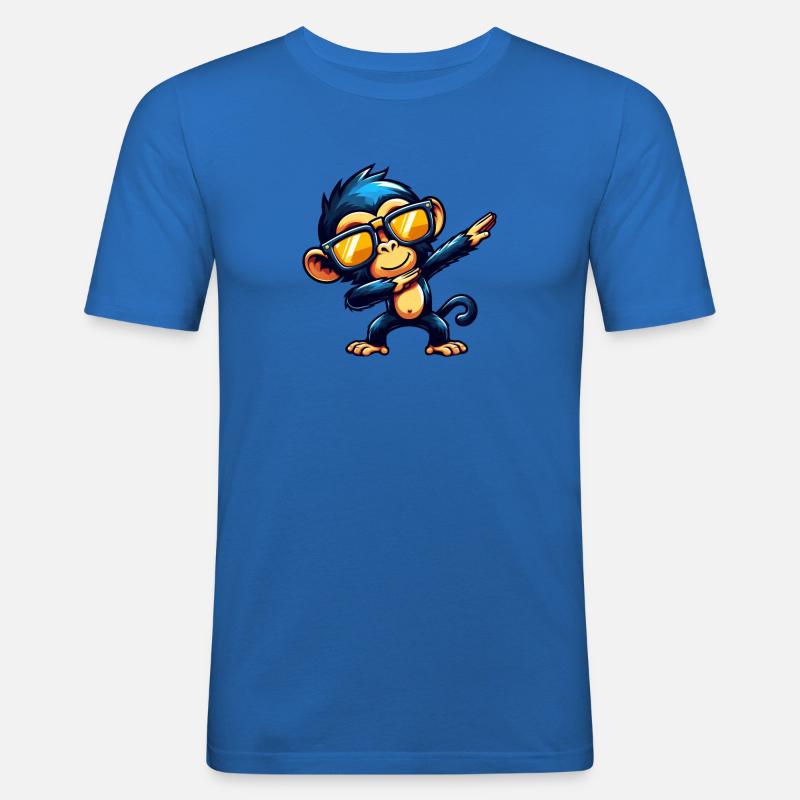 Schimpanse Dabbing Cool Affe Tanzend - Männer Slim Fit T-Shirt - Königsblau