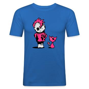 Ein kleiner Punk mit einer kleinen Katze - Männer Slim Fit T-Shirt - Königsblau - Vorne - Jaron (178cm)