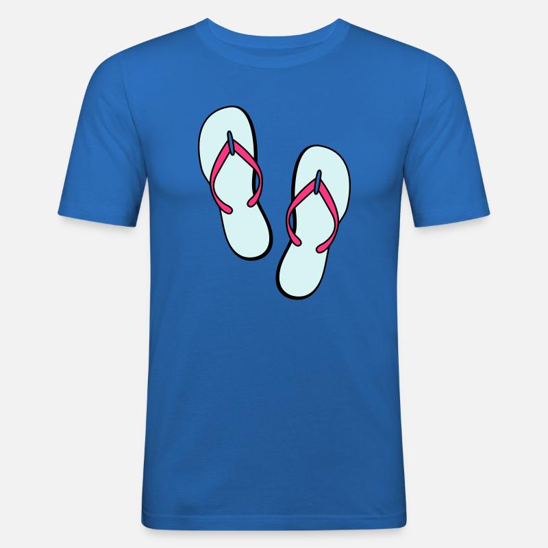 flip flops sommer beach strand party - Männer Slim Fit T-Shirt - Königsblau