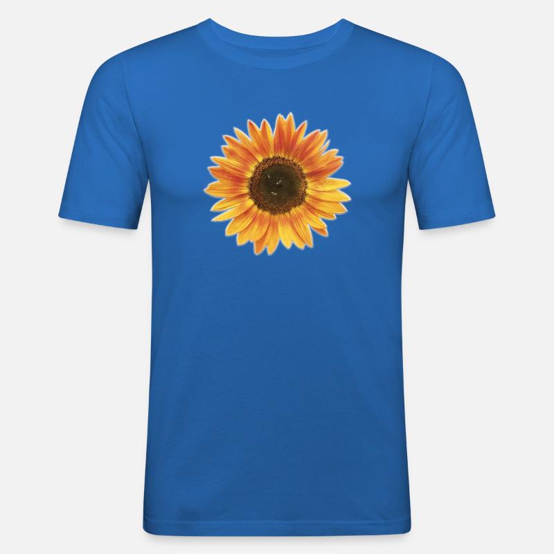 Girasole con api - Maglietta aderente da uomo - blu royal