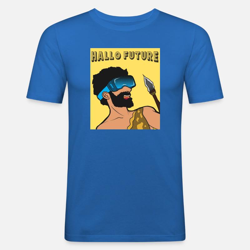 Hallo Future Caveman VR Stil - Männer Slim Fit T-Shirt - Königsblau