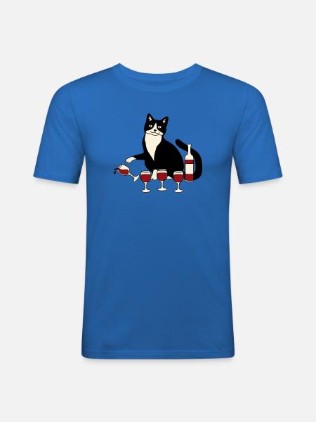 Verre à vin pour chat - T-shirt près du corps Homme - bleu roi