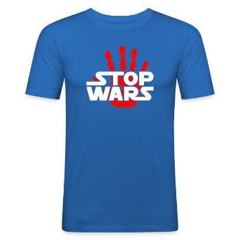 Stop Wars - Men's Slim Fit T-Shirt - royal blue - Front - Jaron (178cm)
