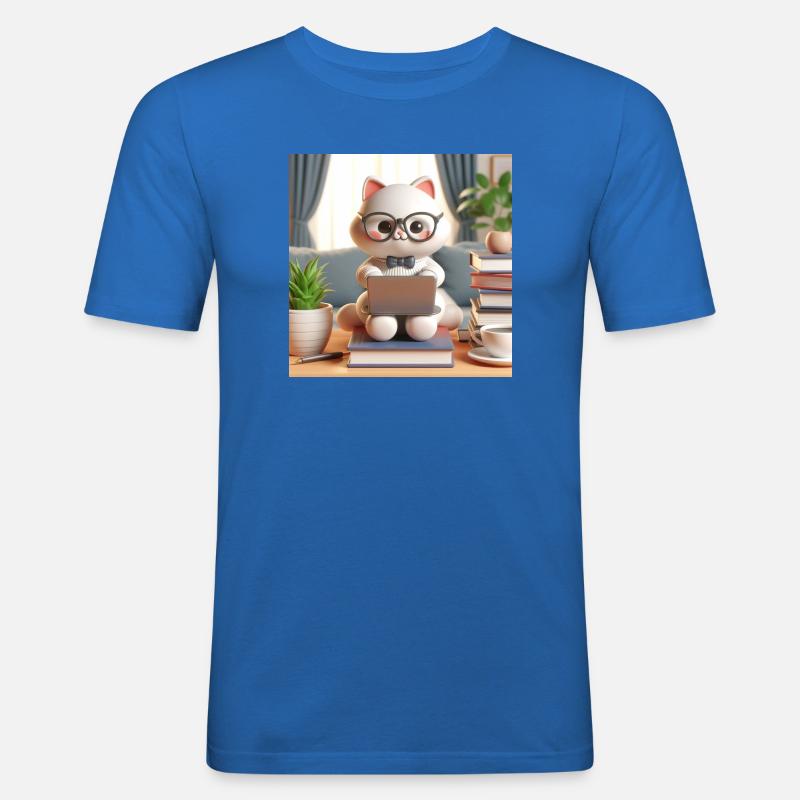 3D-Computer-Katze - Männer Slim Fit T-Shirt - Königsblau