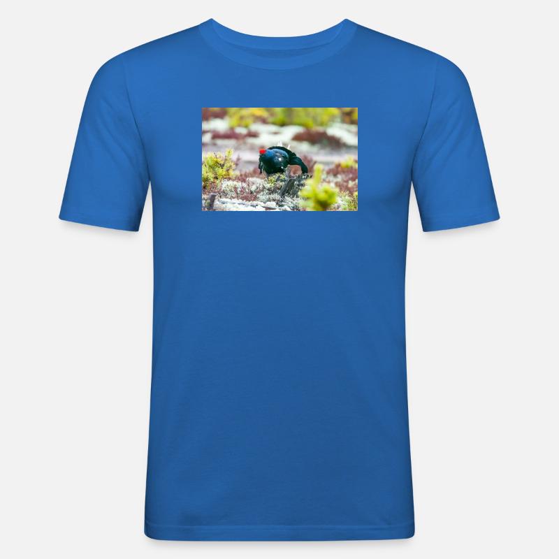 Birkhahn im Moos DSC 3331 - Männer Slim Fit T-Shirt - Königsblau