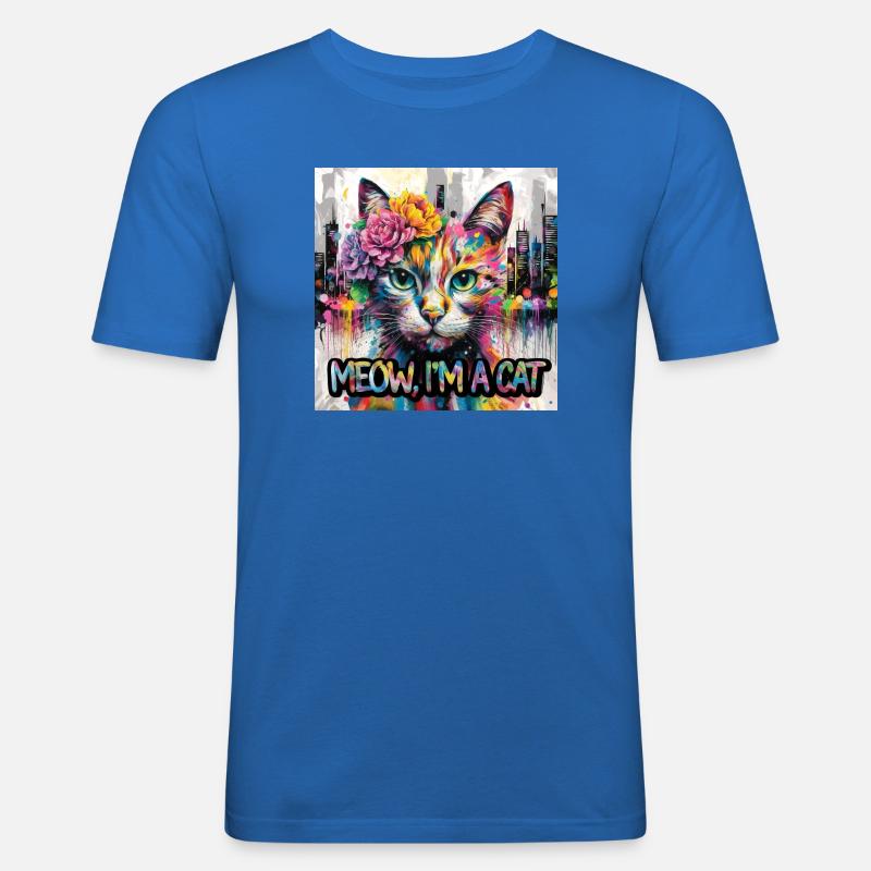 Kunstvolle Katze Version 2 - Männer Slim Fit T-Shirt - Königsblau